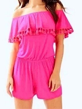 Lilly Pulitzer La Fortuna Romper in Pink Cosmo Size Small
